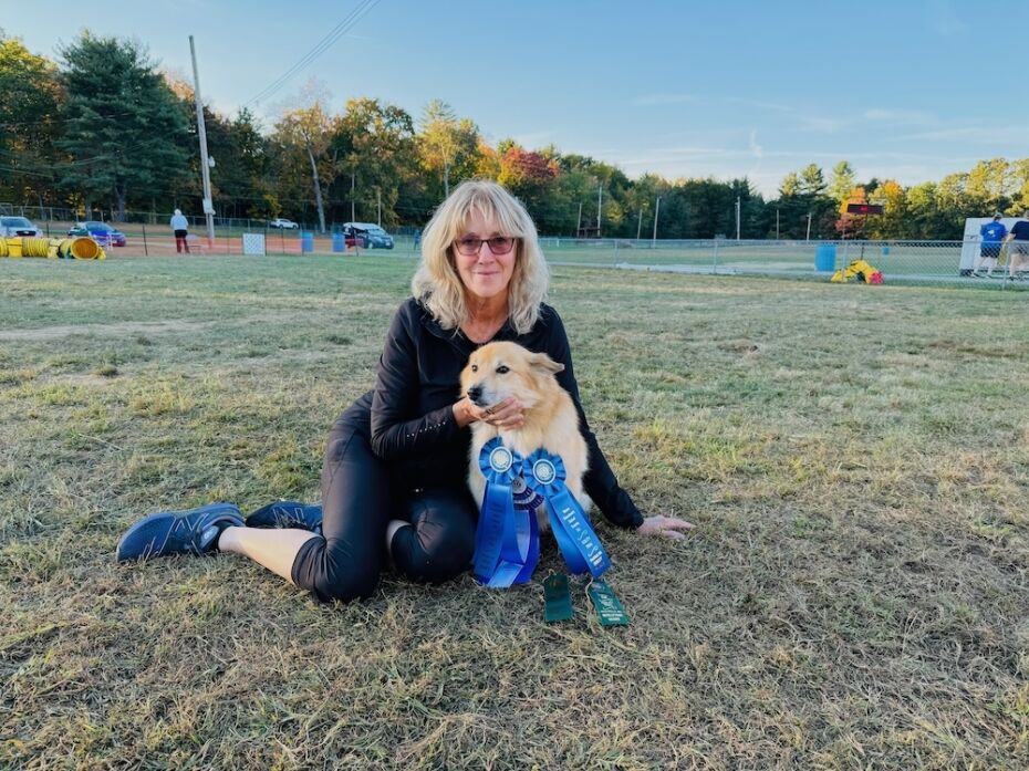 Me and Freyja Paula E Sanderson President Telstar Consulting Inc with Freyja at an Agility Trial